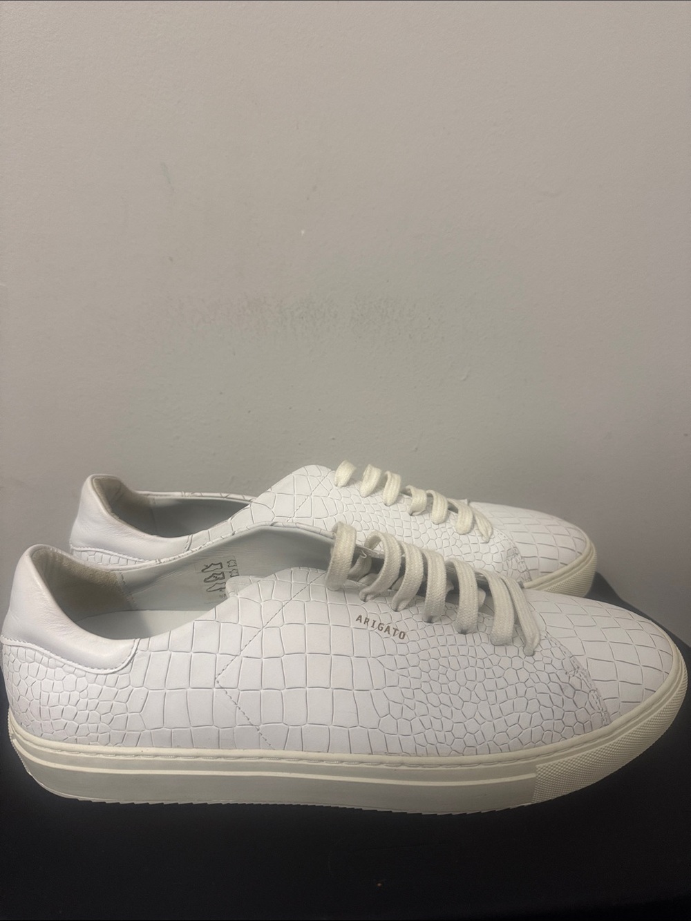 Axel Arigato White Croc-Embossed Low-Top Sneakers